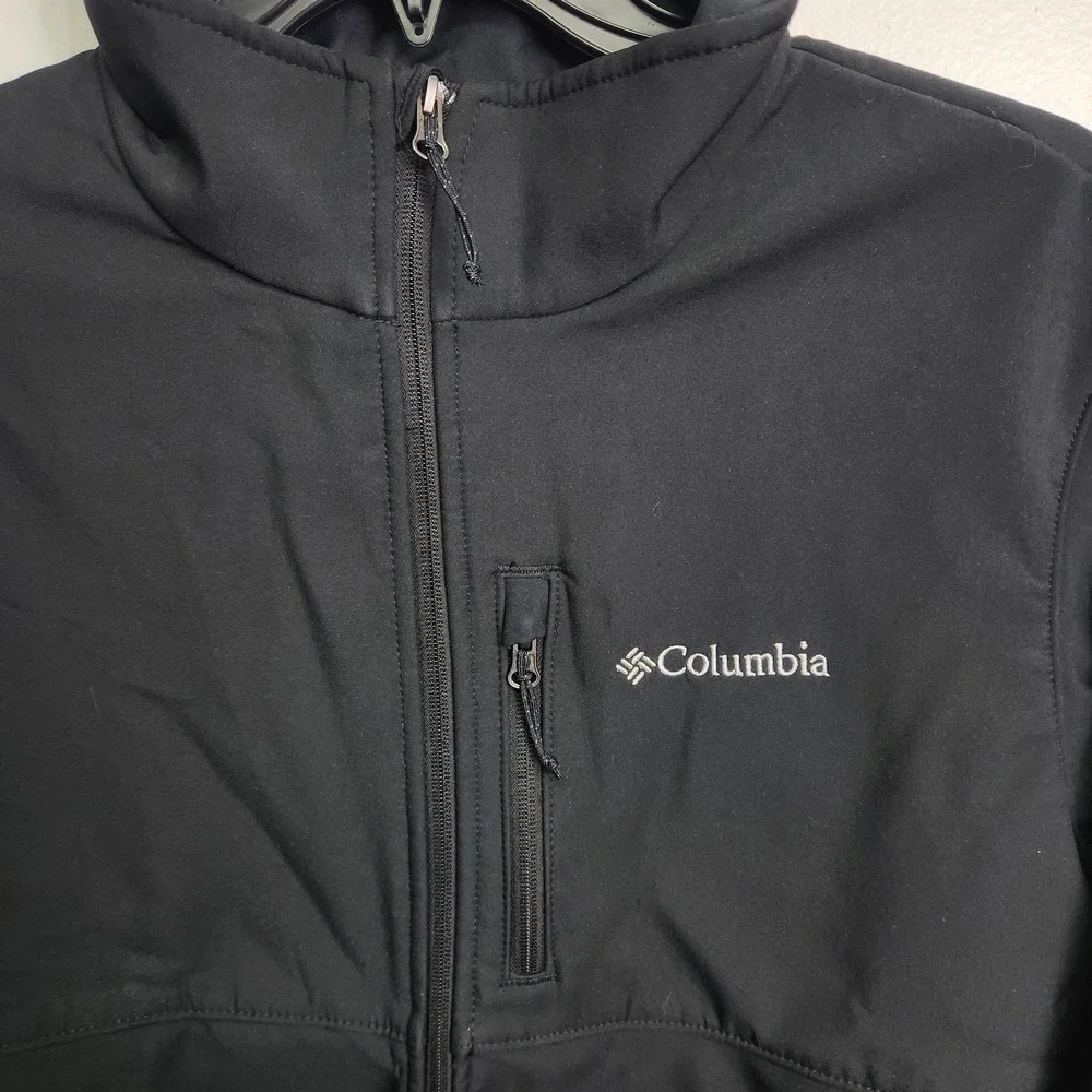Columbia Jacket Mens Large Black Softshell Full Zip Outdoors‎ Windbreaker WM6004